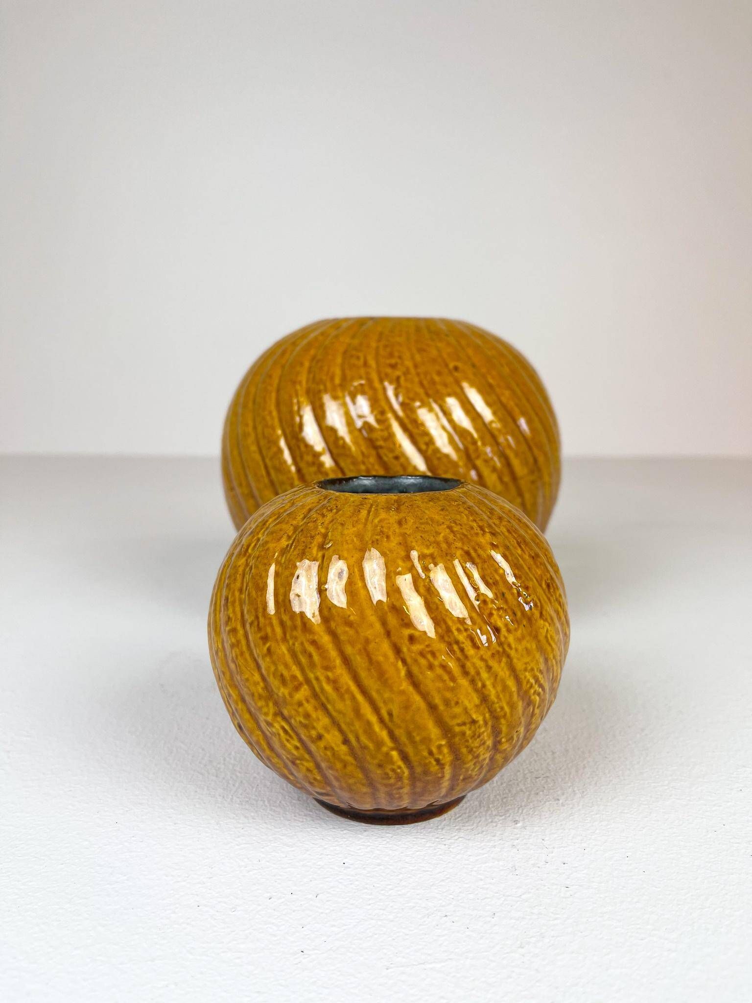 Rare pair of mid-century modern vases by Gunnar Nylund, Rörstrand, Sweden, 1940s.