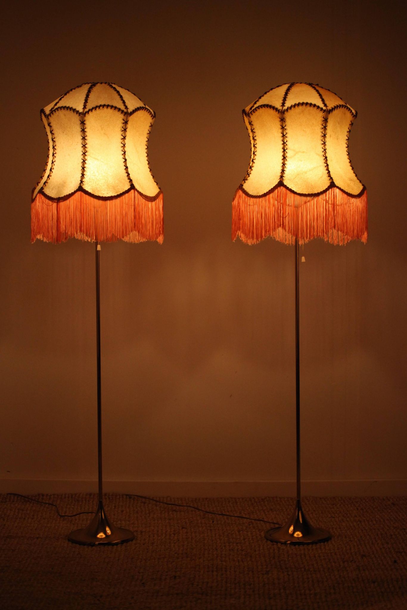 Pair of Bergboms floor lamps, G-024, brass, modern Scandinavian / mid-century style.