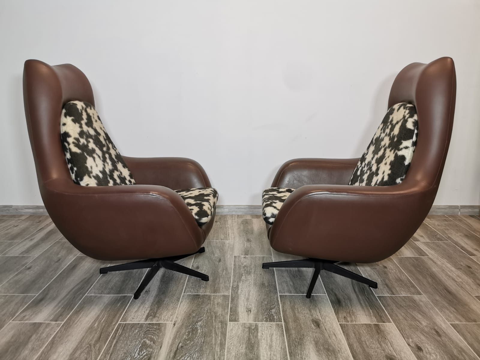Mid century swivel armchairs