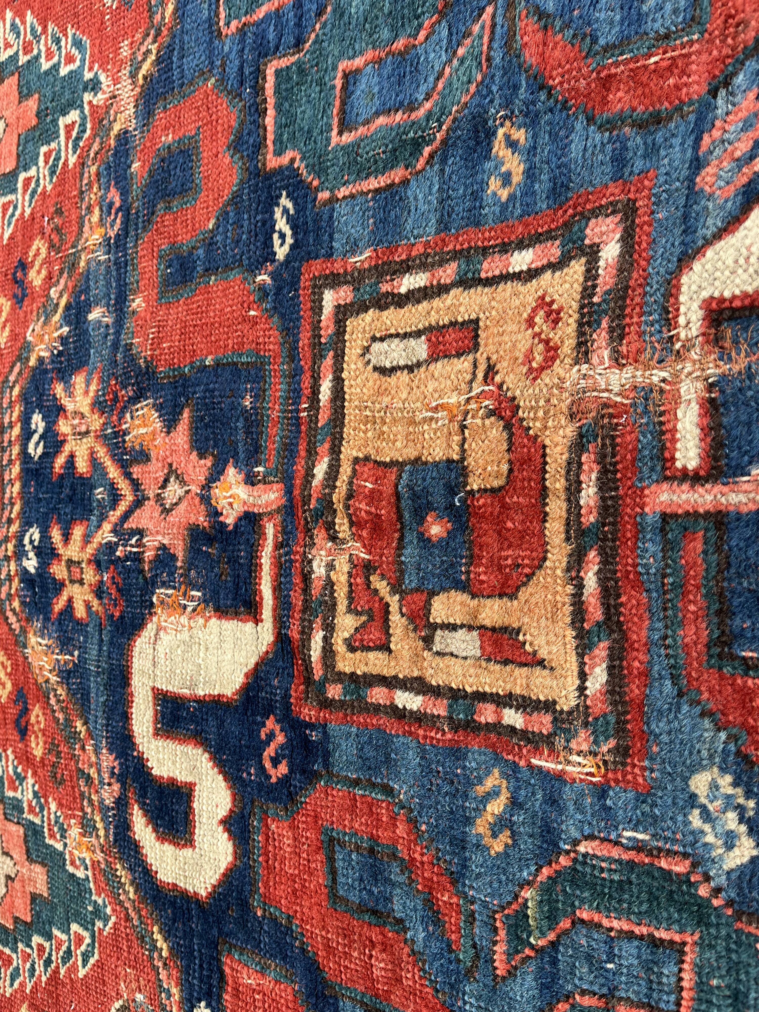 Old Carpet of the Caucasus, Kazak Cloud Band, Circa 1880