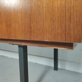 Scandinavian vintage teak and metal long sideboard, 60s