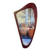 Irregularly shaped mirror with a teak frame, Denmark 1960