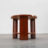 Round Art Deco coffee table in burl veneer, France ca. 1920