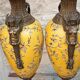 Paire de grands vases couverts - 60cm - faïence jaune