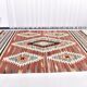 Large Woll Kilim Rug, Red Vintage Turkish kilim carpet 260x360 cm