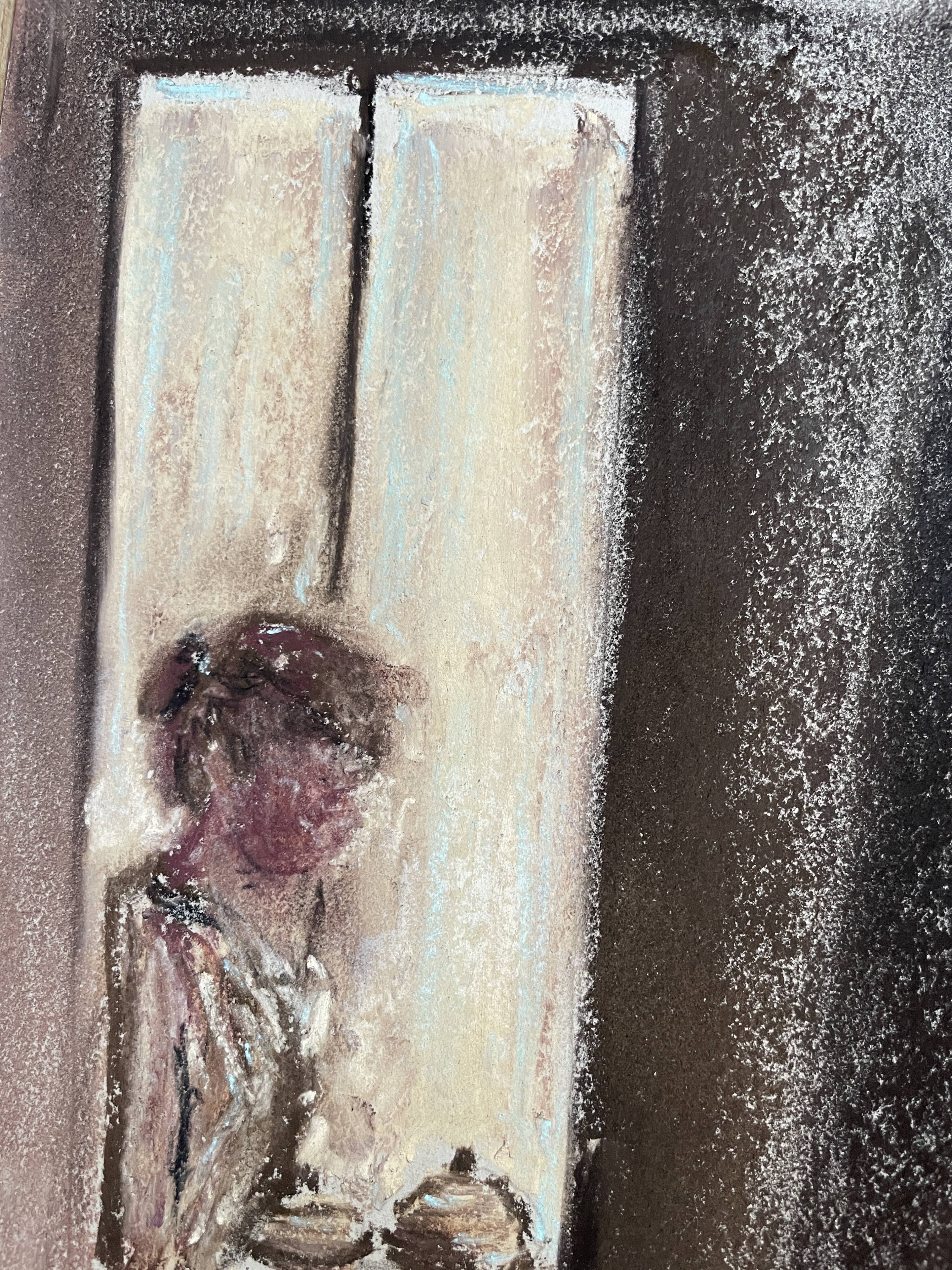 Signed pastel painting "Breakfast at Sunrise" approximately 30x21 cm on paper.