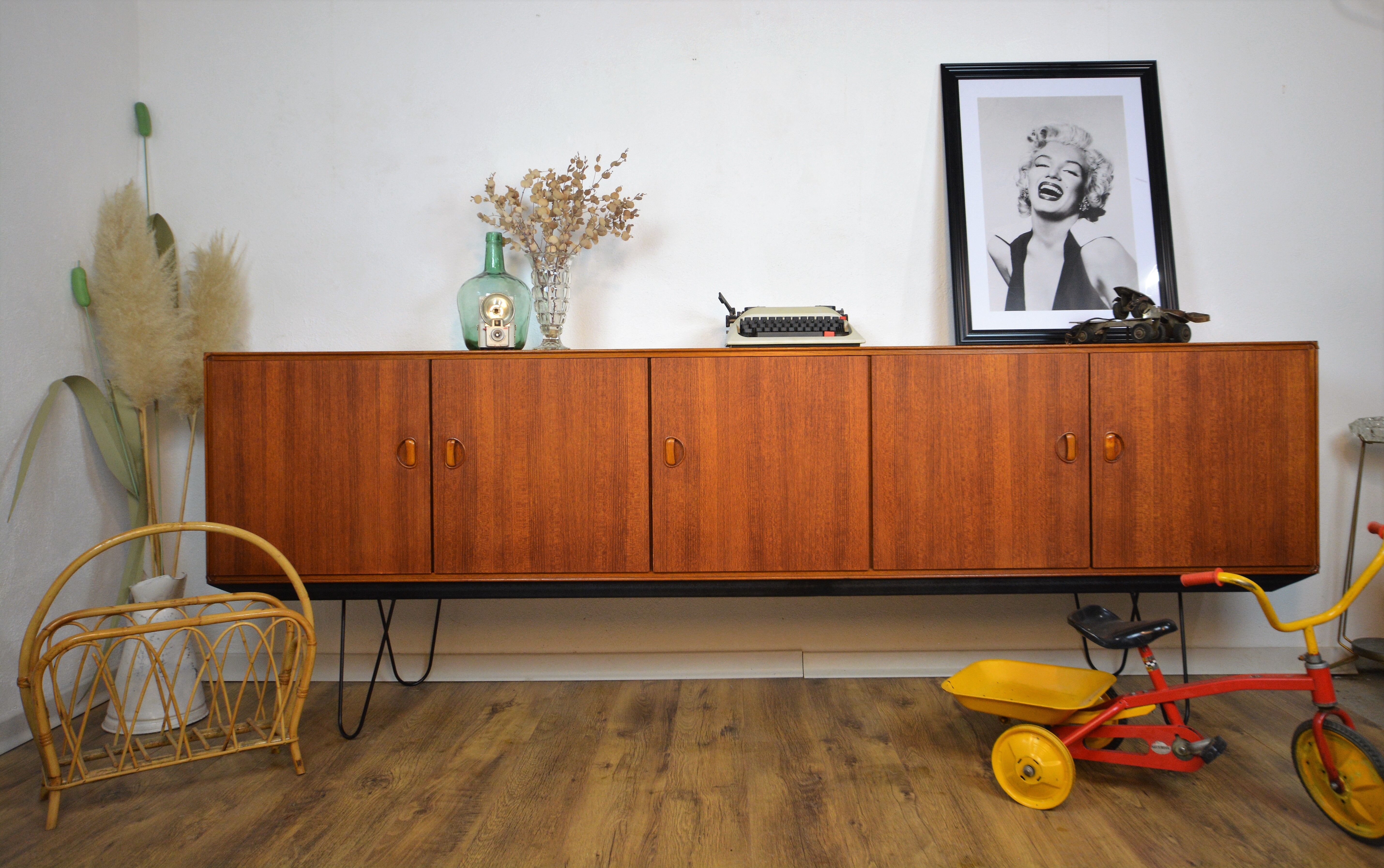 Scandinavian sideboard Fristho teak and metal