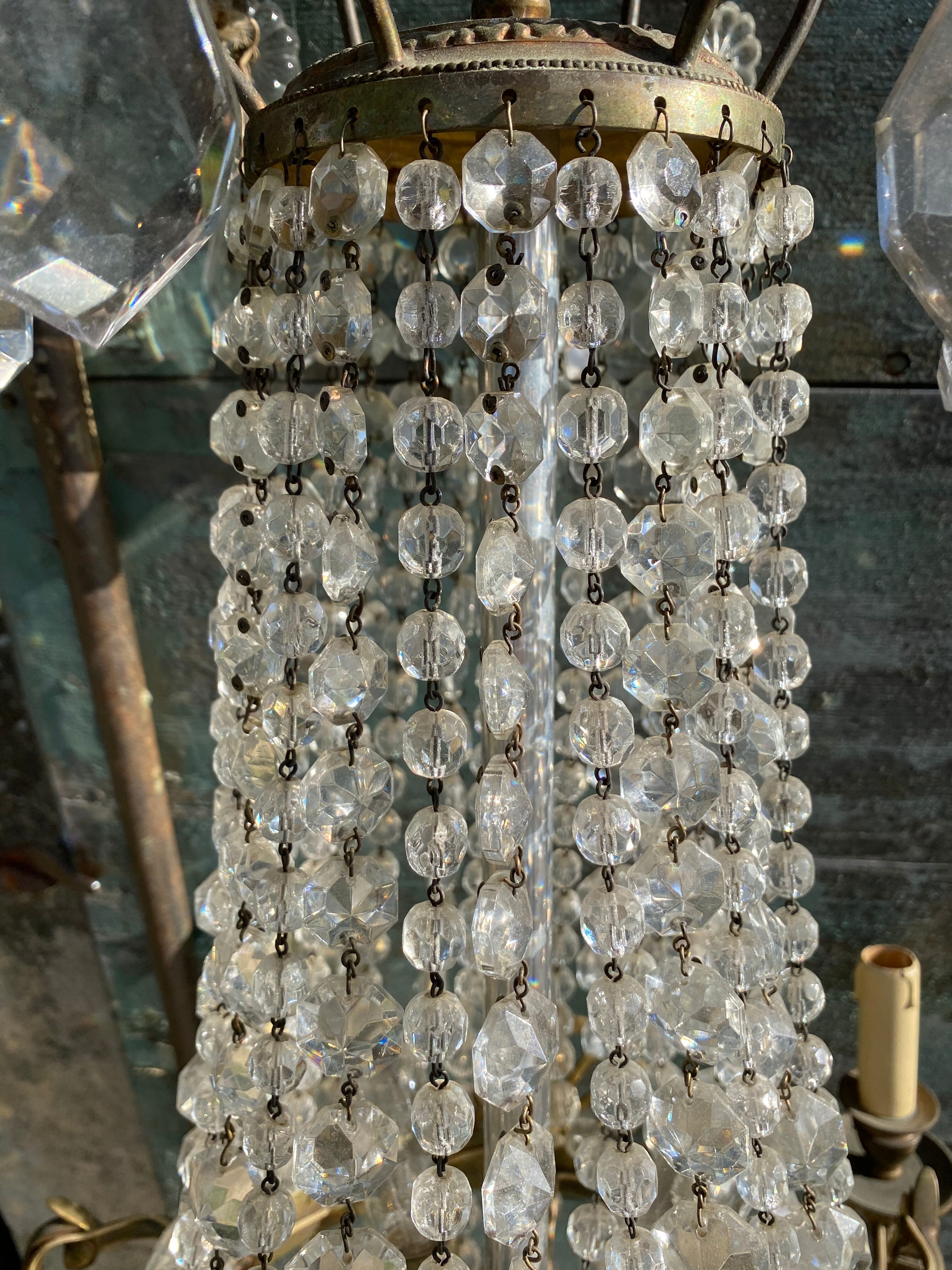 Bronze and crystal hot air balloon chandelier