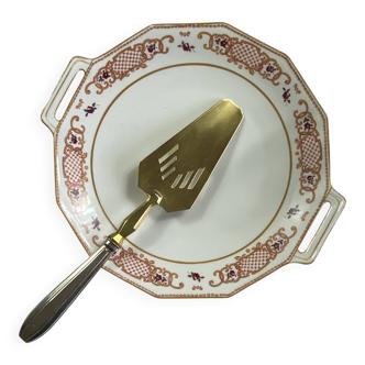 Art Deco silver-plated metal and gilt brass cake or pie server