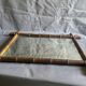 Large barber mirror from the 1940s/50s made of turned wood in a bamboo style.