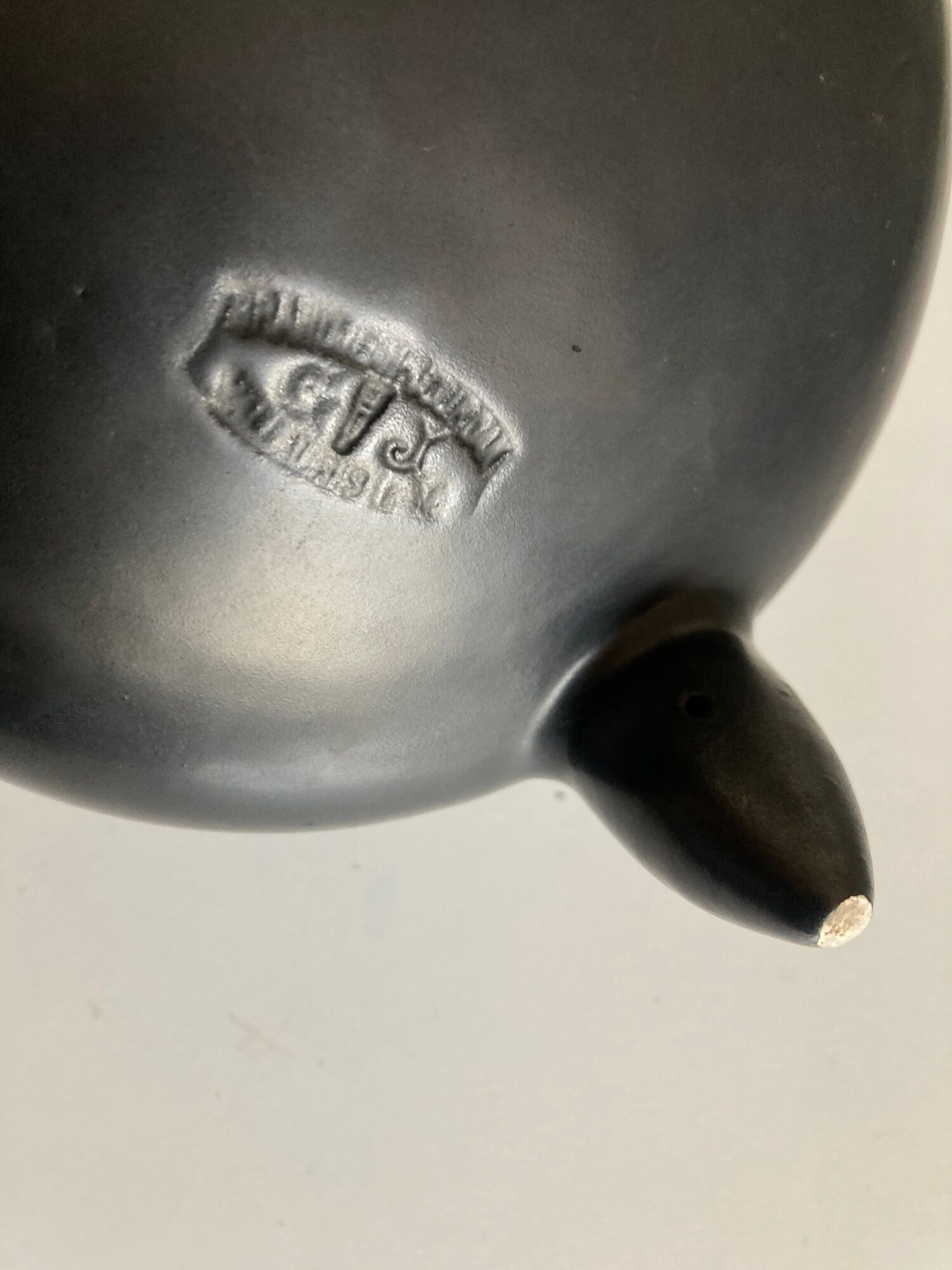 Grandjean Jourdan vase in mid century Vallauris tripod glazed clay