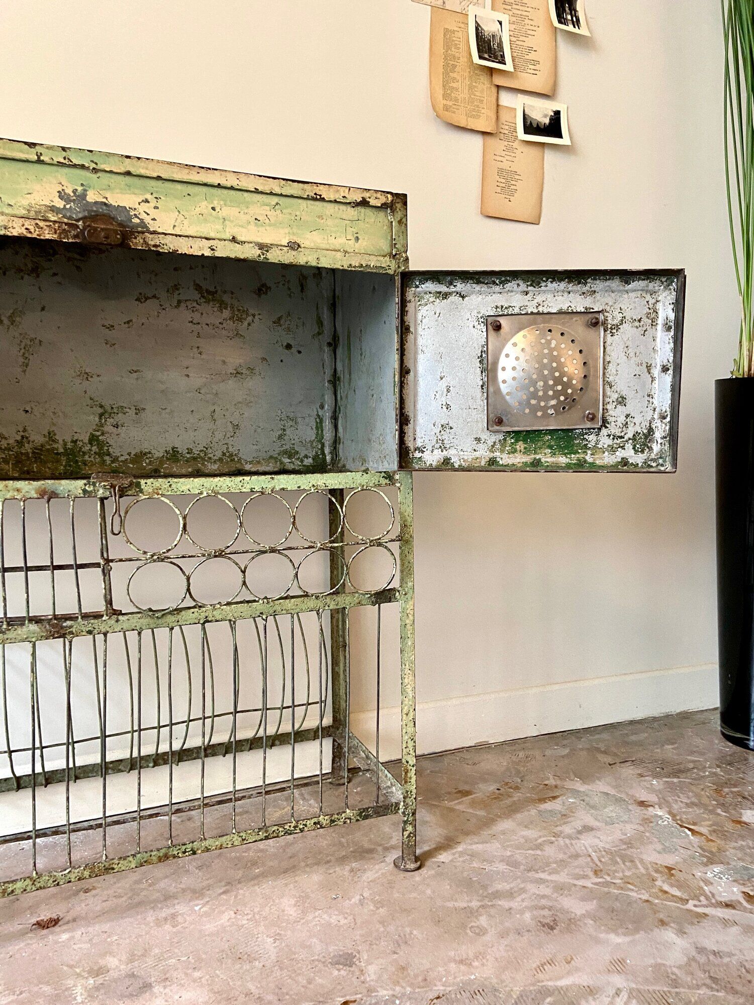 Storage cabinet in water green metal