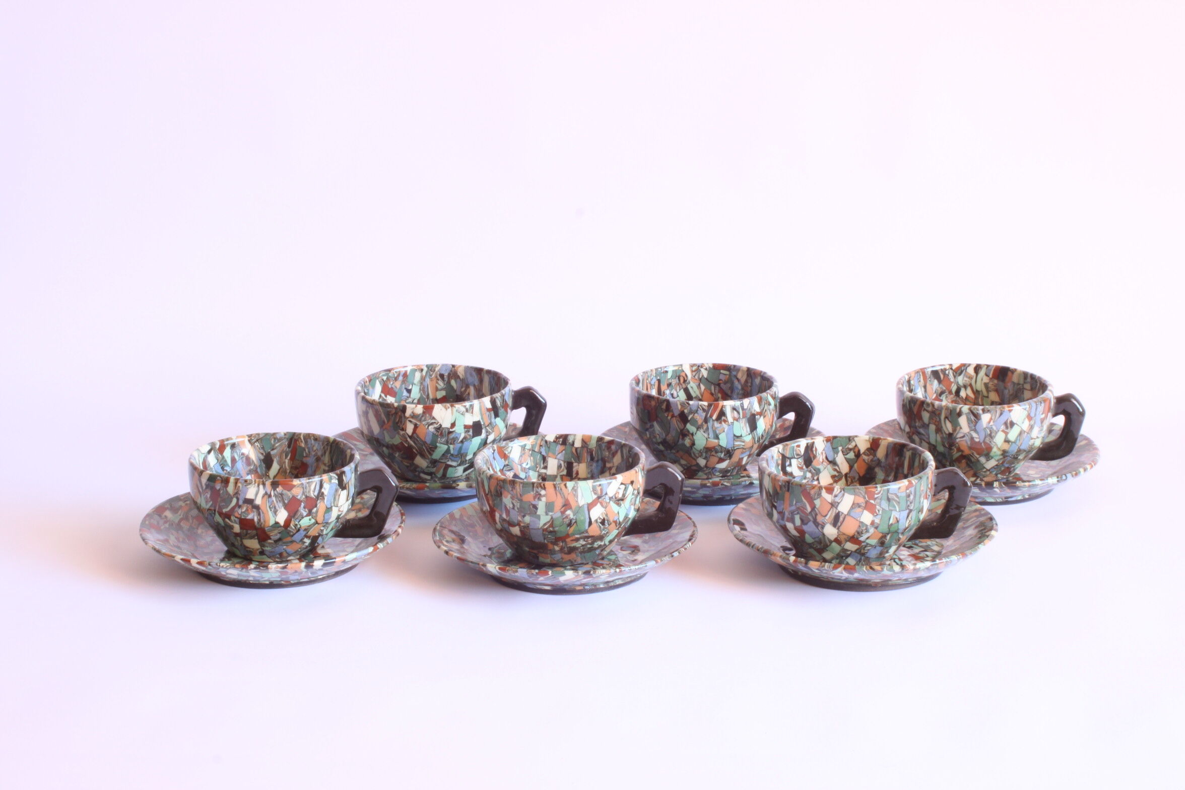 Neriage mosaic tea set by Jean Gerbino, Vallauris.