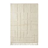 Large graphic white Berber rug in wool