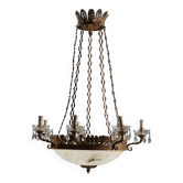 Lustre ancien en bronze doré avec décorations néoclassiques '800