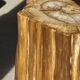 Table d'appoint en bois pétrifié orange doré et blanche ovale H46 D38 - 333