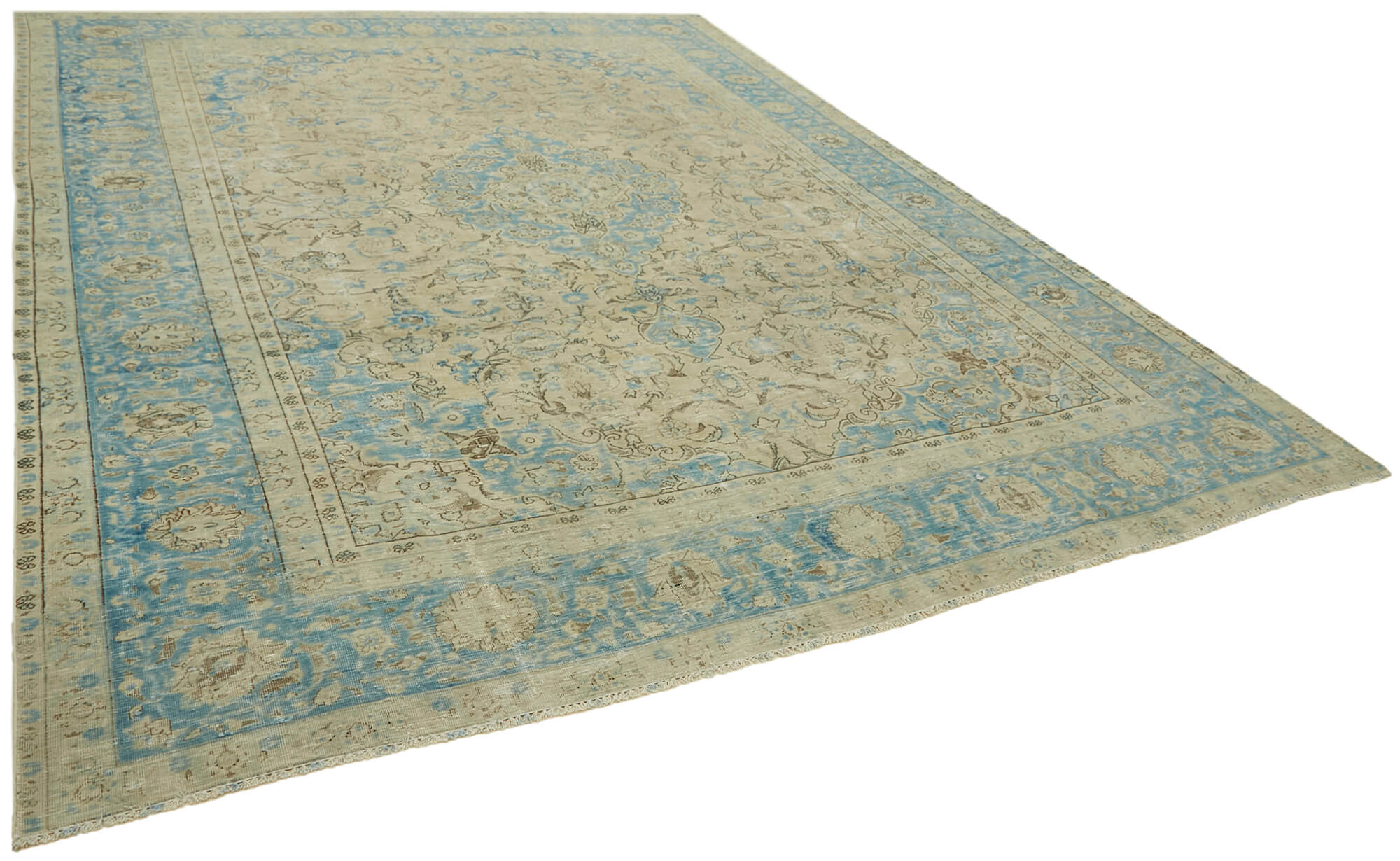 Handmade oriental contemporary 1980s 314 cm x 387 cm beige wool carpet