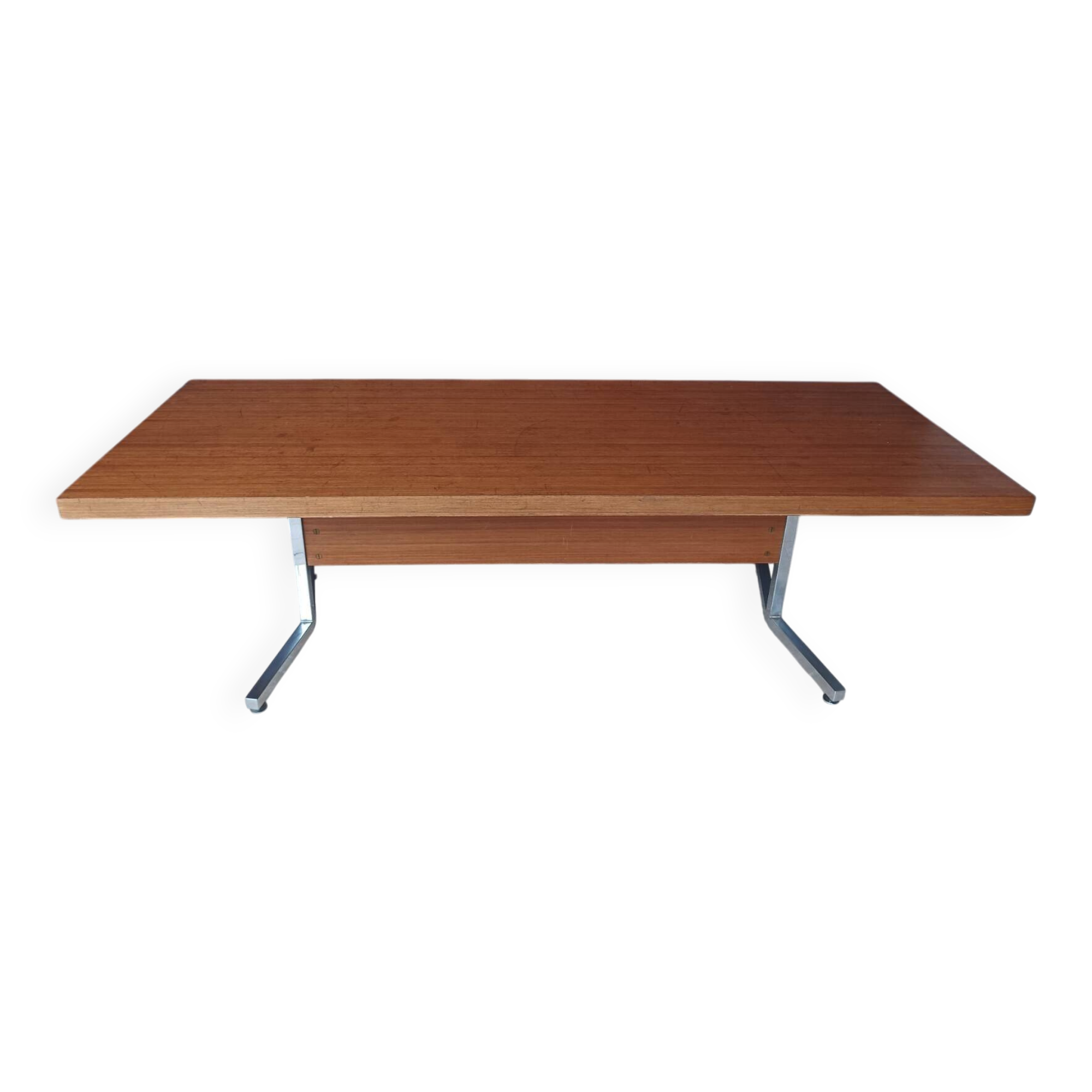 Vintage mahogany desk with chrome metal.