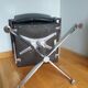 Swivel office chair Strafor with chrome metal and black faux leather.