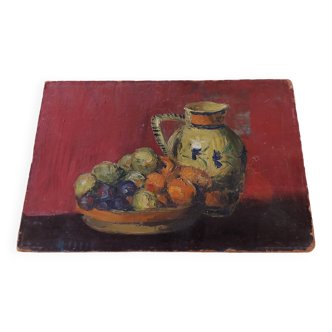 Peinture, huile sur panneau, nature morte