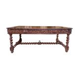 Office style Louis XIII solid oak carved restored