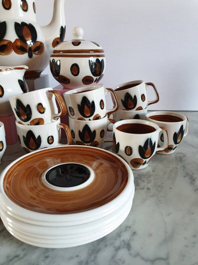 Full-scale coffee service model "Kimono" manufacture Boch Louvière 1968