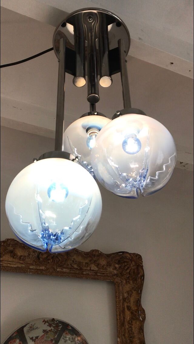 Suspension Mazzega pendant verre Murano space âge