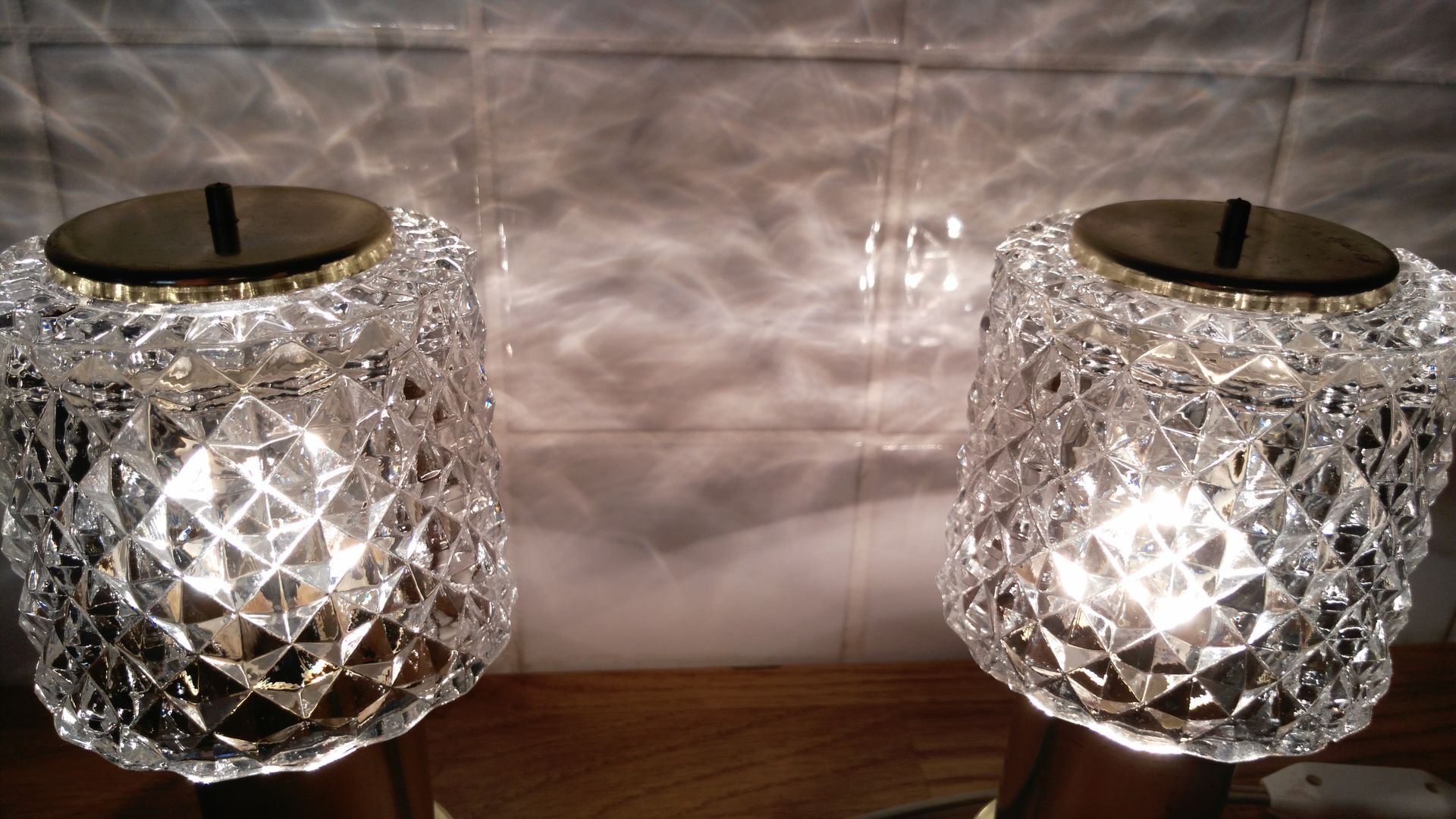 Lamps with lampshades in glass of Kamenický Šenov 1970 s