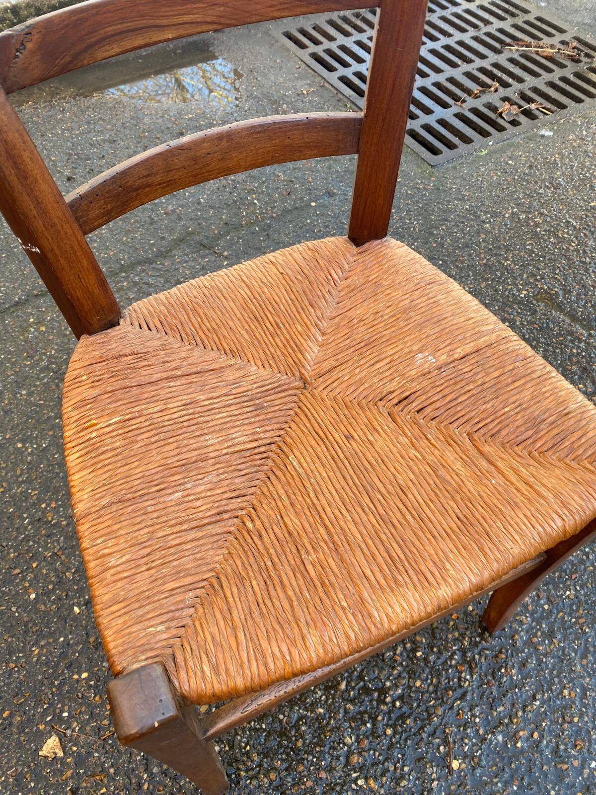 Solid wood dining chair with straw seat 85cm