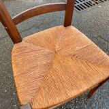 Solid wood dining chair with straw seat 85cm