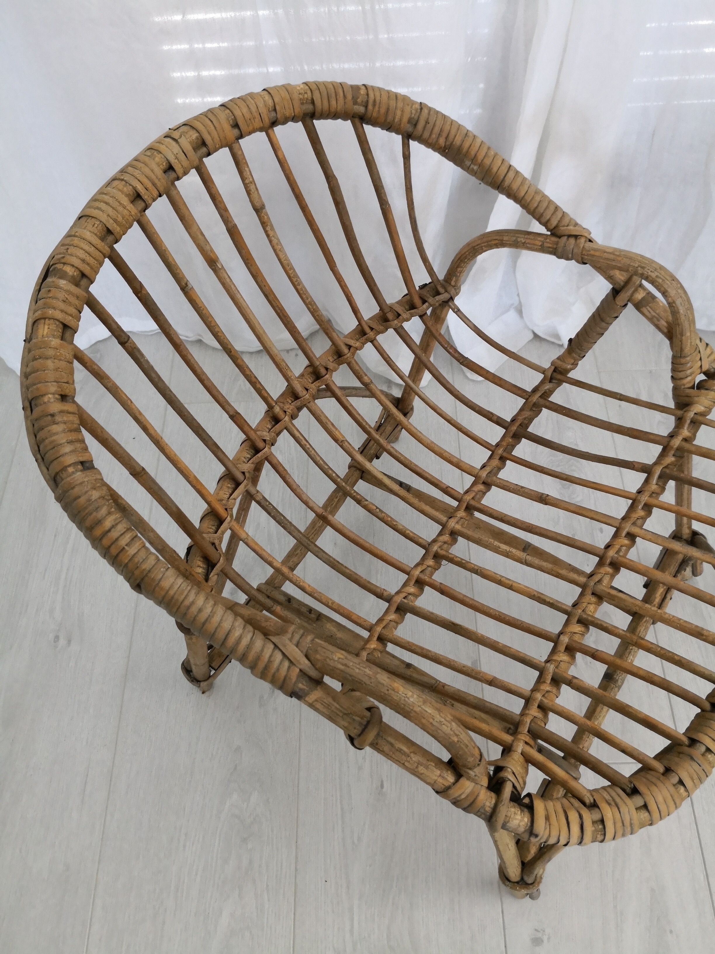 Children's rattan basket chair from the 70s