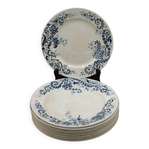 Lot 9 assiettes plates hb & cie terre de fer - sevigne23 cm