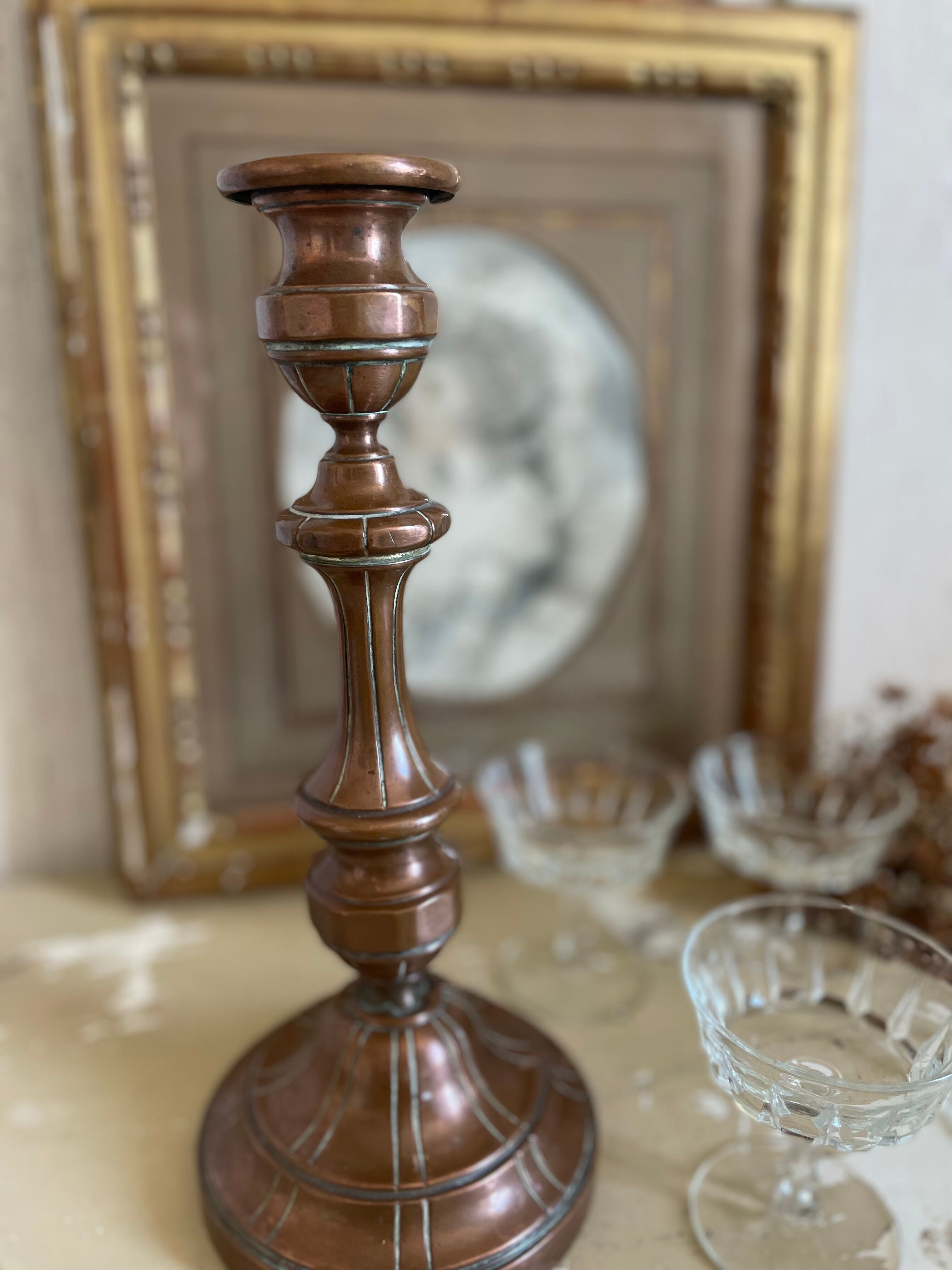 Vintage copper brass candle holder