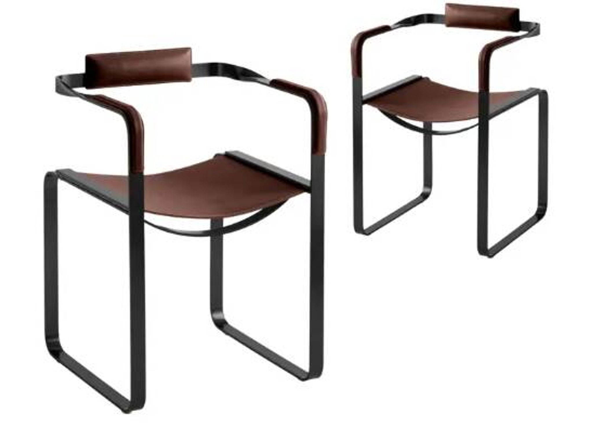 Paire de fauteuils Wanderlust marron avec éléments en métal noir
