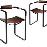 Paire de fauteuils Wanderlust marron avec éléments en métal noir
