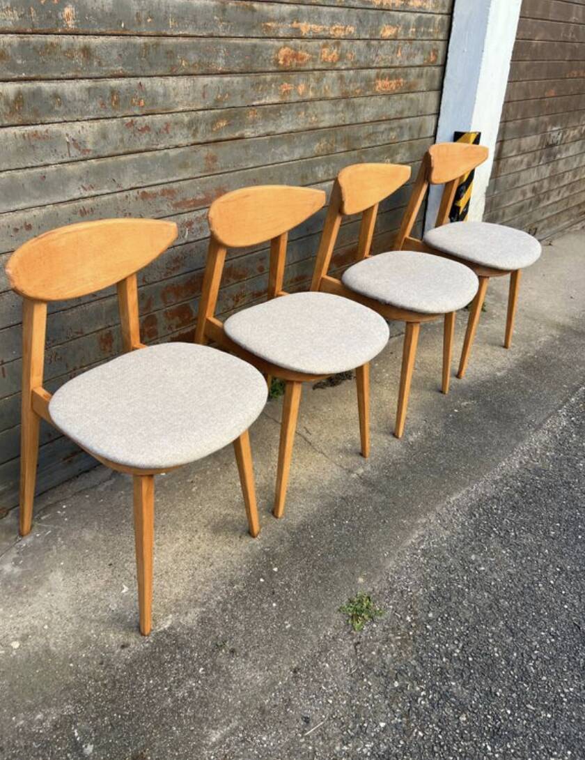 (Lot) 4 chaises Baumann Fontania (restaurées) 1960