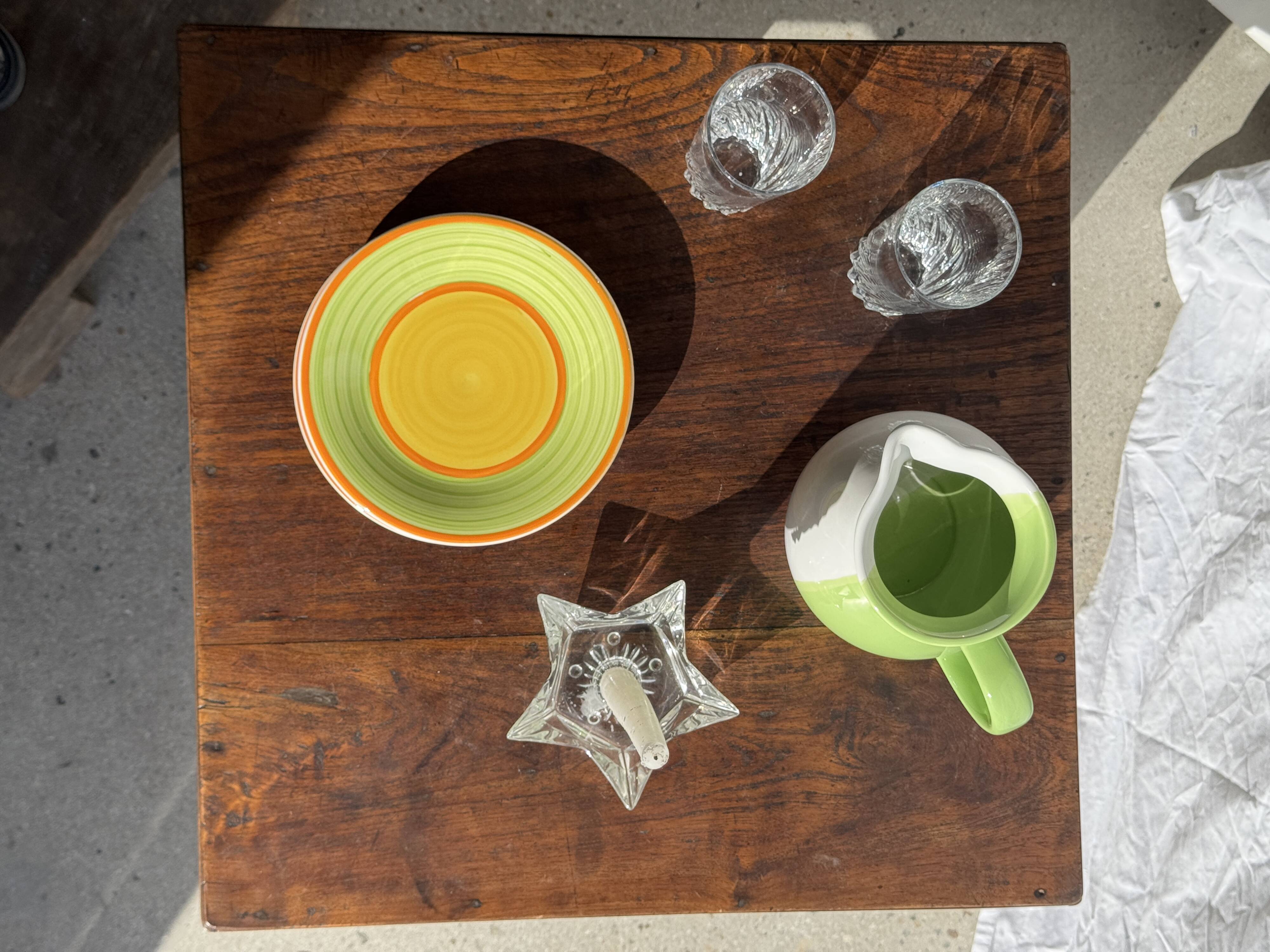 90s white and green ceramic carafe H17 D11