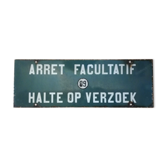 Plaque d’arrêt émaillée du tramway belge
