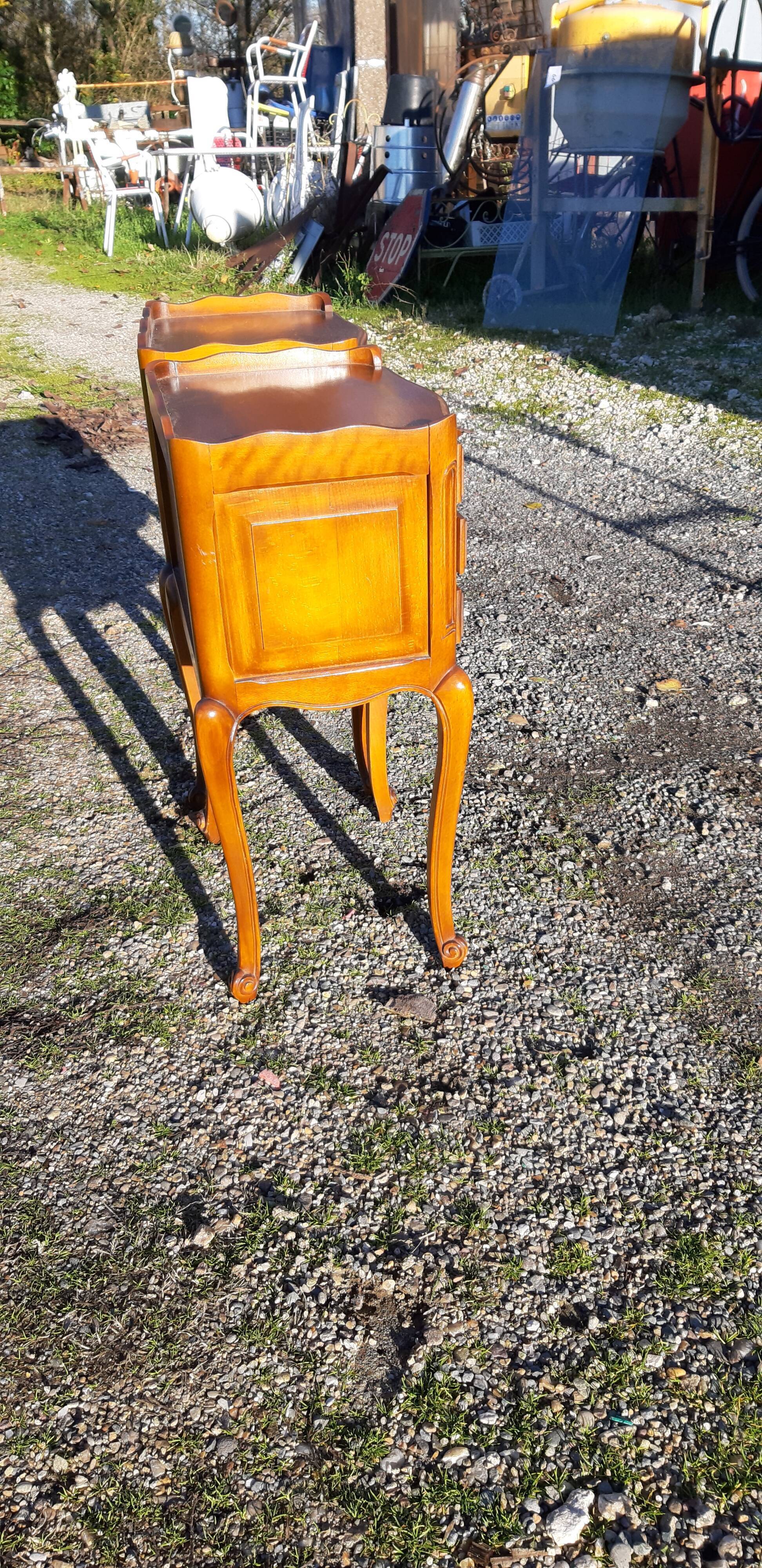 Pair of cherry bedside tables 3 drawers