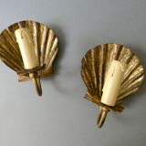 Pair of golden metal shell sconces