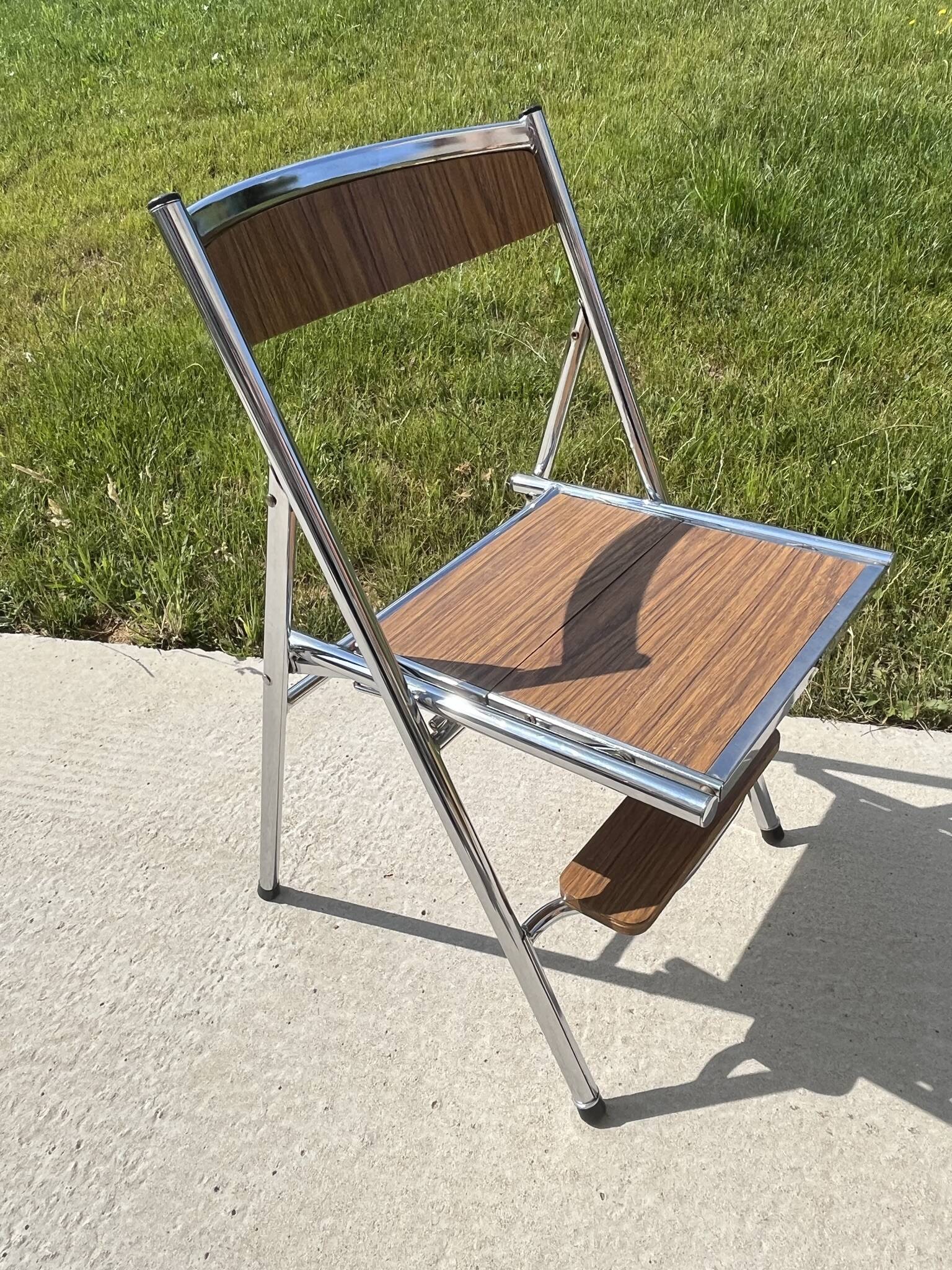 Chrome and formica stepladder chair from the 60s/70s