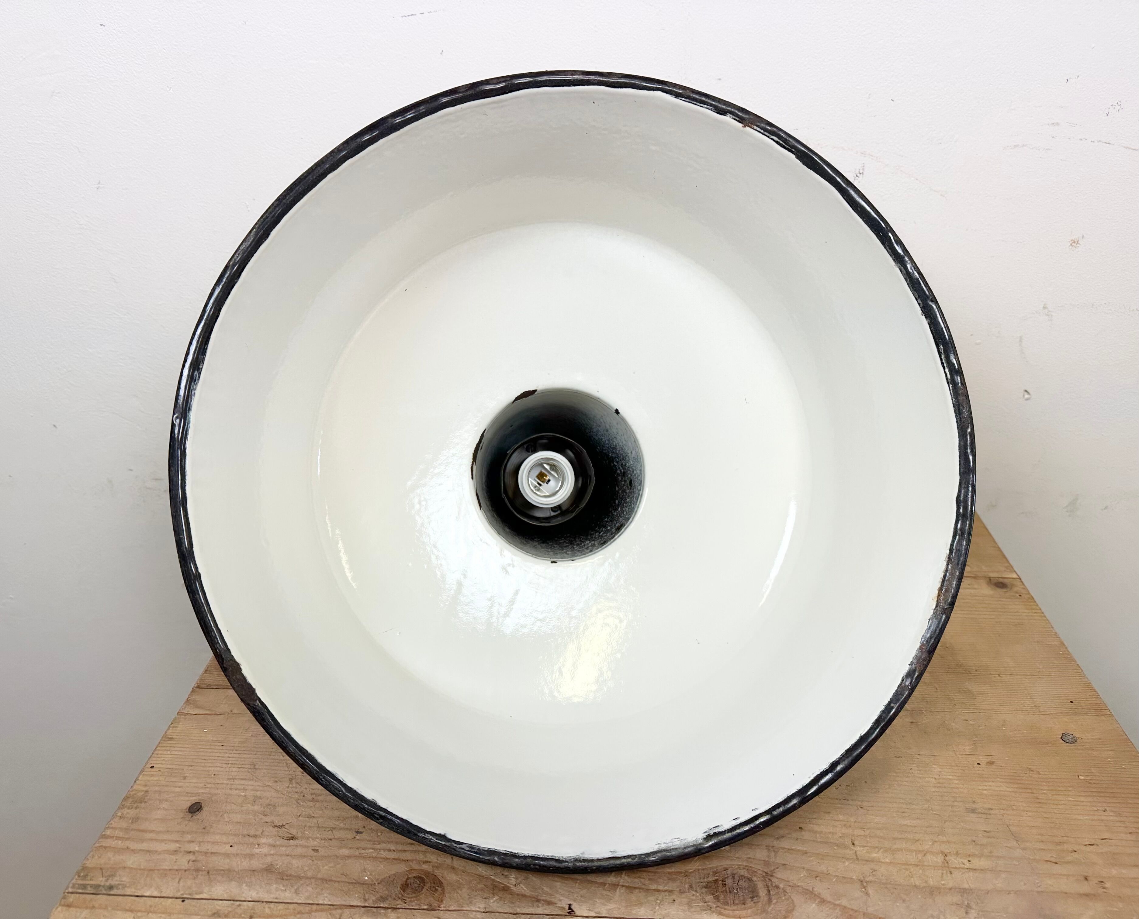 Industrial Grey Enamel Factory Pendant Lamp from Zaos, 1960s