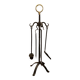 Nécessaire de cheminée support avec 4 accessoires fer forgé et bronze