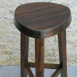 High tripod stool, bar, solid wood, brutalist