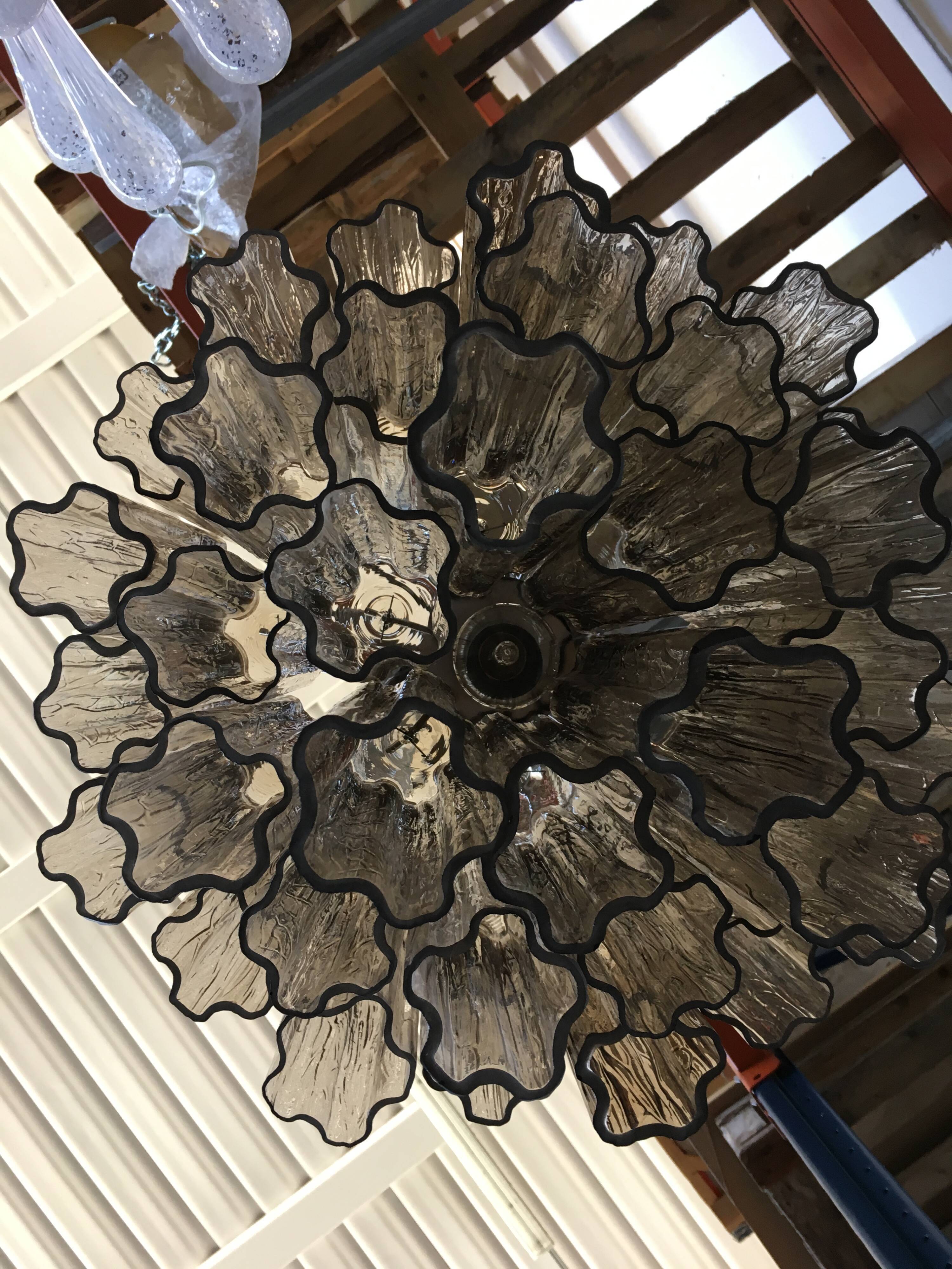 Chandelier in Murano glass "Tronchi" with chrome metal