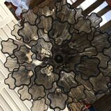 Chandelier in Murano glass "Tronchi" with chrome metal