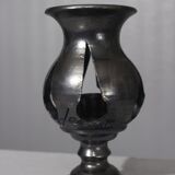 Jean Marais in Vallauris Black glazed candle holder 1970s