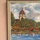 Original Swedish Oil on Panel – “Red Cottages near the Lake” by Unknown Artist 1948 – Vintage & Framed – 63 × 57 cm (24.8" × 22.4")