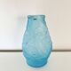 Moulded pressed blue glass vase
