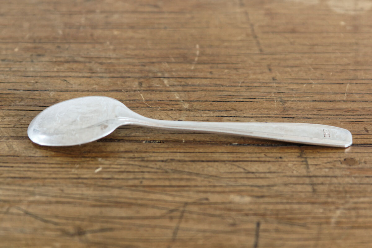 12 silver metal ice spoons, Ercuis